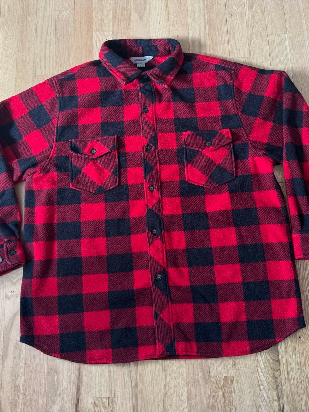Men's Red and Black Buffalo Plaid Flannel Shirt - Classic Workshirt